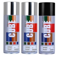 2 bright chrome and 1 black spray paint