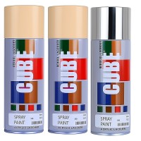2 copper and 1 bright chrome spray paint
