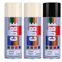 2 cream white 1 black spray paint