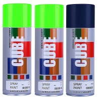 fluorescent Green and dark blue spray paint