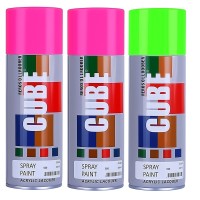 2 fluroscent pink and  1 fluroscent green spray paint