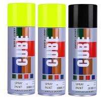 2 fluroscent yellow and  black spray paint