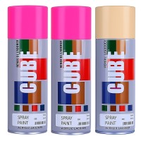 2 fluroscent pink and 1 copper spray paint