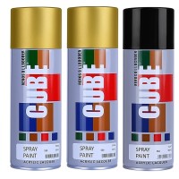 2 gold and 1 black spray paint
