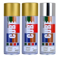 2 gold and bright chrome spray paint