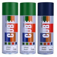 2 green and 1 dark blue spray paint