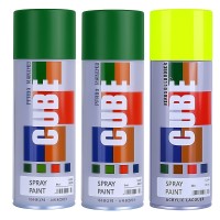2 green and 1 fluroscent yellow spray paint