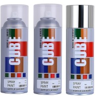 2 lacquer and 1 bright chrome  spray paint