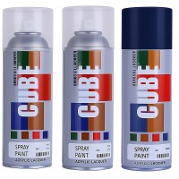 2 lacquer and 1 dark blue spray paint