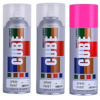 2 lacquer and 1fluroscent pink spray paint