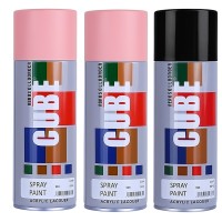 2 light pink 1 black spray paint