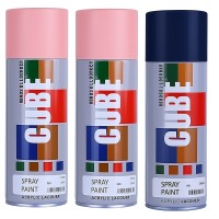 2 light pink 1 dark blue spray paint