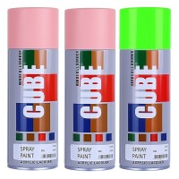2 light pink 1 fluroscent green spray paint