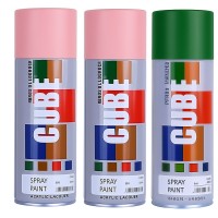 2 light pink 1 green spray paint