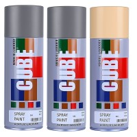 2 medium grey and 1 copper spray paint