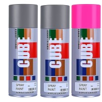 2 medium grey and 1fluroscent pink spray paint