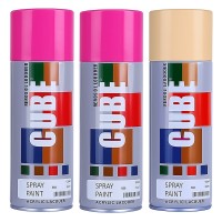 2 pink and 1 copper spray paint