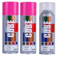 2 pink and 1 lacquer spray paint