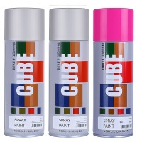 2 silver 1 pink spray paint
