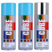 2 sky blue 1 bright chrome spray paint