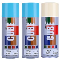 2 sky blue 1 cream white spray paint
