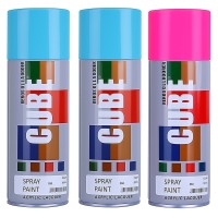 2 sky blue 1 flourscent pink spray paint