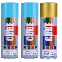 2 sky blue 1 gold spray paint