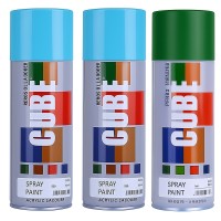 2 sky blue 1 green spray paint