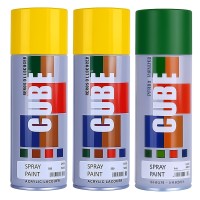 2 Yellow and 1 green spray paint
