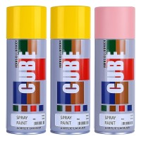 2 Yellow and 1 light pink spray paint