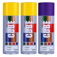 2 Yellow and violet spray paint