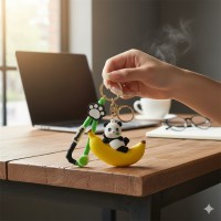 Cute panda key chain (banana)