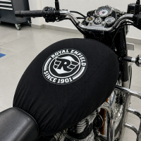 Royal Enfield Tank Cover Black with White Logo Strap Royal Enfield