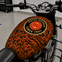 Royal Enfield Tiger Print Tank Cover Premium Orange Bike Tank Protector