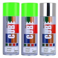2 fluroscent green and 1 bright chrome spray paint