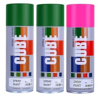 2 green and 1 fluroscent pink spray paint