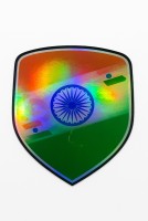 Tricolor Shield Holographic India Sticker