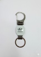 Hyundai Brown Leather Carabiner Keychain