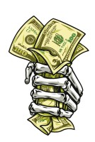Skeleton Hand Money Grip Sticker