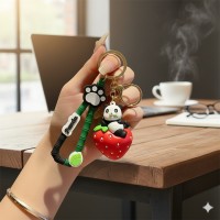 Cute panda key chain (strawberry)