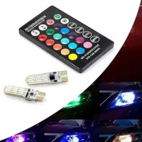RGB LED T10 parking bulbs with a wireless remote control