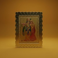 Radha Krishna Divine Car Dashboard Idol Decorative Showpiece with Golden Finish Religious