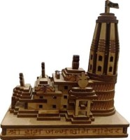 Handcrafted Wooden Shri Ram Janmabhoomi Ayodhya Mandir Miniature Model Car Dashboard Decor