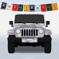 Buddhist Rectangle Car Window Flag – Spiritual Prayer  for Good Luck, Peace & Protection